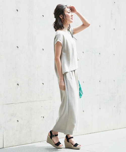 RIVE DROITE（リヴドロワ）の「リネンライクワイドパンツ（その他パンツ・レディース・ベージュ/カーキ/バイオレット・SMALL/MEDIUM）」の7枚目の写真