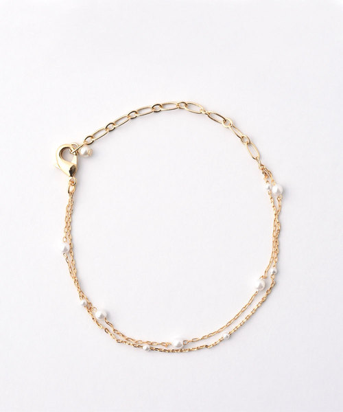 colleca la（コレカラ）の「粒パールとチェーンの2連ブレスレット（ブレスレット・レディース・シルバー/ゴールド・FREE）」の9枚目の写真