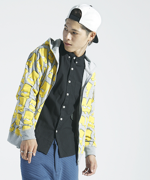 WEGO（ウィゴー）の「∴WEGO/the　SimpsonsZIPパーカー（パーカー・メンズ・ブラック/杢グレー・MEDIUM/LARGE）」の2枚目の写真
