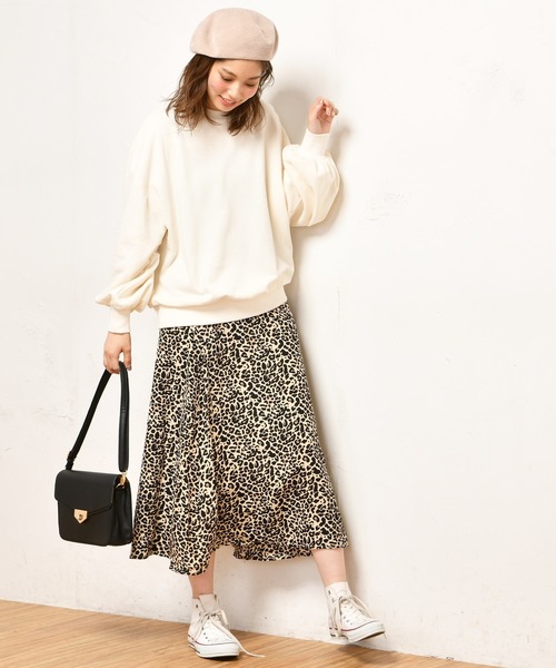 natural couture(ナチュラルクチュール)の「ヒョウ柄&小花ロングフレアスカート(スカート・レディース・ネイビー/グリーン/ブラウン系その他/ベージュ系その他・FREE)」の12枚目の写真