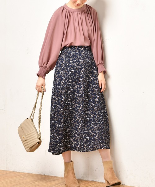 natural couture(ナチュラルクチュール)の「ヒョウ柄&小花ロングフレアスカート(スカート・レディース・ネイビー/グリーン/ブラウン系その他/ベージュ系その他・FREE)」の8枚目の写真