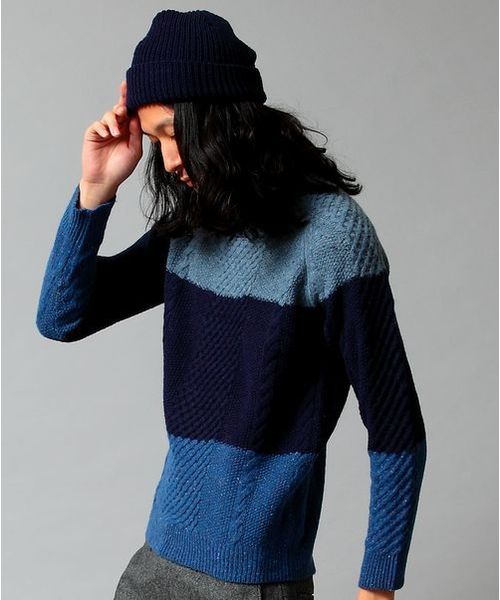 BEAUTY&YOUTH UNITED ARROWS（ビューティーアンドユースユナイテッドアローズ）の「by ∴ パネル アラン クルーネック ニット◆§2（ニット/セーター・メンズ・ダークグレー/ナチュラル/ネイビー・LARGE/MEDIUM/SMALL/X-LARGE）」の10枚目の写真