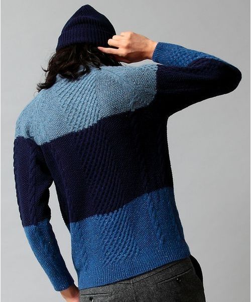 BEAUTY&YOUTH UNITED ARROWS（ビューティーアンドユースユナイテッドアローズ）の「by ∴ パネル アラン クルーネック ニット◆§2（ニット/セーター・メンズ・ダークグレー/ナチュラル/ネイビー・LARGE/MEDIUM/SMALL/X-LARGE）」の11枚目の写真