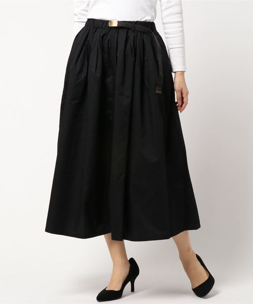 earth music&ecology（アースミュージックアンドエコロジー）の「・ベルト付きカラースカート ●（スカート・レディース・ブラック/カーキ/ライトブラウン/ダークパープル/マスタード/ダークブルー・FREE）」の2枚目の写真