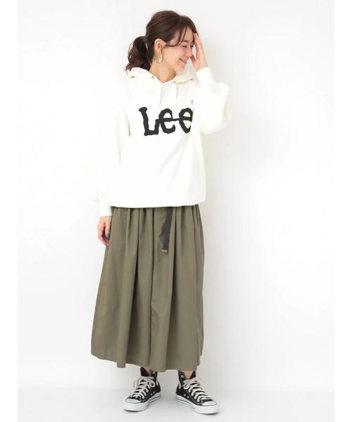 earth music&ecology（アースミュージックアンドエコロジー）の「・ベルト付きカラースカート ●（スカート・レディース・ブラック/カーキ/ライトブラウン/ダークパープル/マスタード/ダークブルー・FREE）」の4枚目の写真