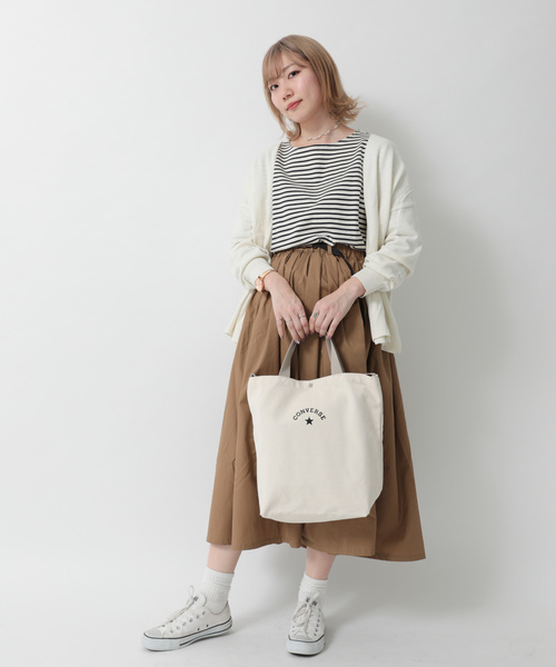 earth music&ecology（アースミュージックアンドエコロジー）の「・ベルト付きカラースカート ●（スカート・レディース・ブラック/カーキ/ライトブラウン/ダークパープル/マスタード/ダークブルー・FREE）」の3枚目の写真