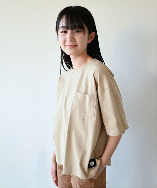 ZERO standerd(ゼロスタンダード)の「ZERO standerd/ゼロスタンダード ビッグTシャツ(Tシャツ/カットソー・キッズ・オフホワイト/ピンク/ベージュ/チャコールグレー/ブラック/グレー/ブラウン/パープル/サックスブルー/カーキ・80cm/90cm/95㎝/100cm/110cm/120cm/130cm/140cm/150cm/160cm/95cm)」の6枚目の写真