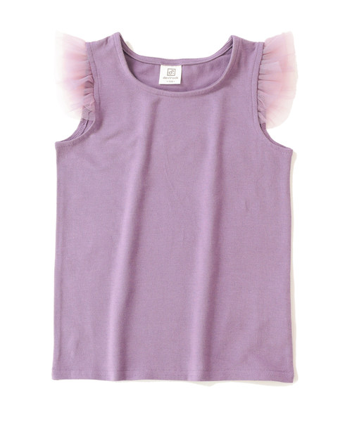 devirock（デビロック）の「肩チュールTシャツ（Tシャツ/カットソー・キッズ・ネイビー/ラベンダー/スモークピンク/グリーン系その他/ピンク系その他/ブラック/ピンク/ライトイエロー・160cm/130cm/140cm/120cm/110cm/150cm/100cm）」の12枚目の写真