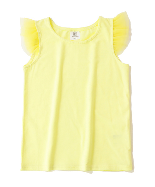 devirock（デビロック）の「肩チュールTシャツ（Tシャツ/カットソー・キッズ・ネイビー/ラベンダー/スモークピンク/グリーン系その他/ピンク系その他/ブラック/ピンク/ライトイエロー・160cm/130cm/140cm/120cm/110cm/150cm/100cm）」の18枚目の写真