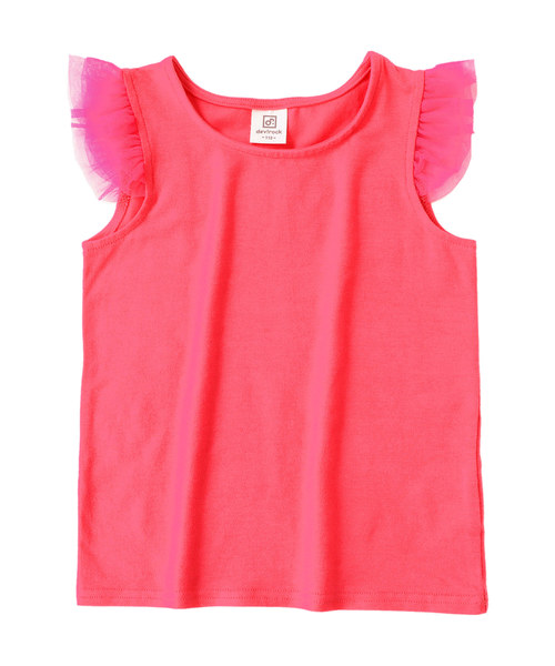 devirock（デビロック）の「肩チュールTシャツ（Tシャツ/カットソー・キッズ・ネイビー/ラベンダー/スモークピンク/グリーン系その他/ピンク系その他/ブラック/ピンク/ライトイエロー・160cm/130cm/140cm/120cm/110cm/150cm/100cm）」の11枚目の写真