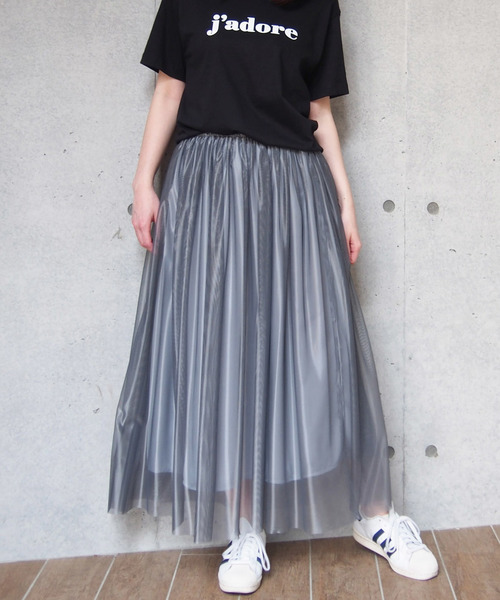 PICCIN(ピッチン)の「【日本製】シャイニーフレアスカート(スカート・レディース・ブラック/ライトグレー/ブルー/マスタード・MEDIUM)」の3枚目の写真
