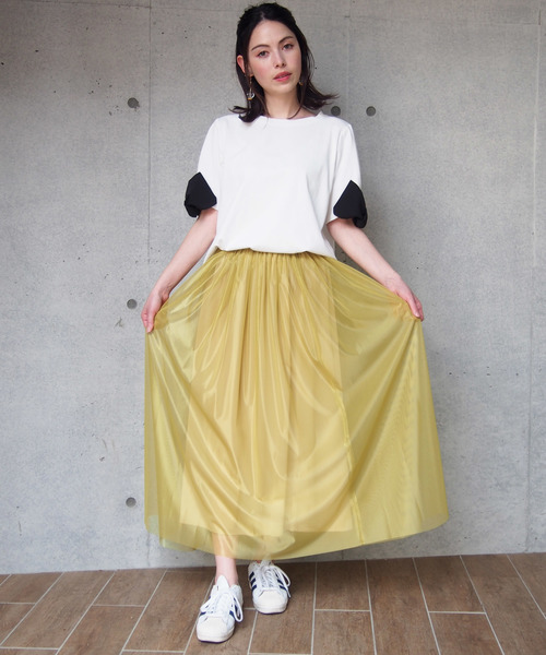 PICCIN(ピッチン)の「【日本製】シャイニーフレアスカート(スカート・レディース・ブラック/ライトグレー/ブルー/マスタード・MEDIUM)」の8枚目の写真