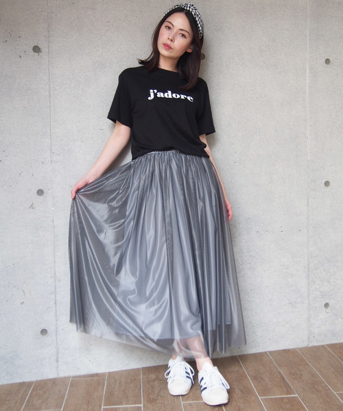PICCIN(ピッチン)の「【日本製】シャイニーフレアスカート(スカート・レディース・ブラック/ライトグレー/ブルー/マスタード・MEDIUM)」の12枚目の写真