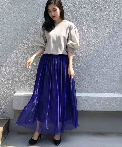 PICCIN(ピッチン)の「【日本製】シャイニーフレアスカート(スカート・レディース・ブラック/ライトグレー/ブルー/マスタード・MEDIUM)」の20枚目の写真