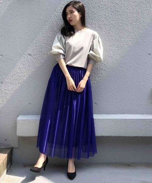 PICCIN(ピッチン)の「【日本製】シャイニーフレアスカート(スカート・レディース・ブラック/ライトグレー/ブルー/マスタード・MEDIUM)」の19枚目の写真