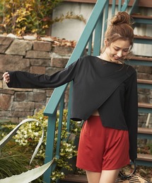 UVカットバックスリットカバーアップドライタッチ長袖Tシャツ　ラッシュガード　レディース