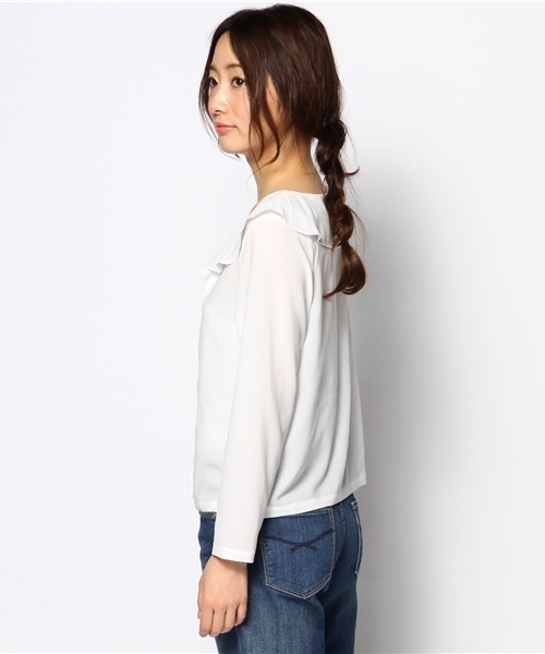 Kastane（カスタネ）の「【Kastane】V開きフリルブラウス（シャツ/ブラウス・レディース・ネイビー/アイボリー/ピンク・FREE）」の5枚目の写真