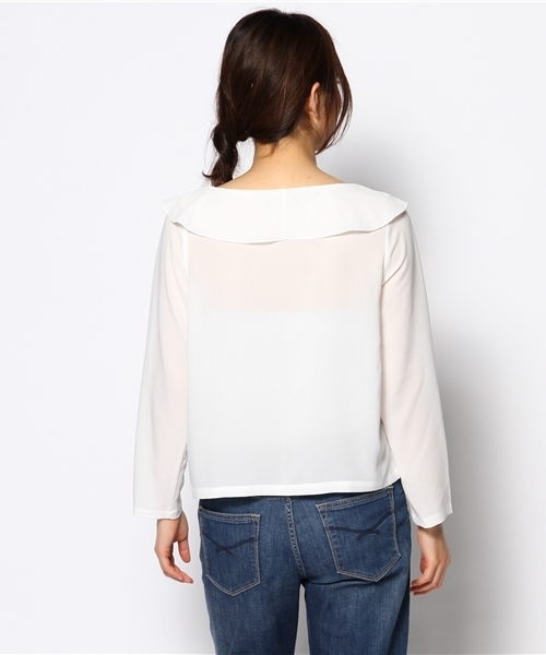 Kastane（カスタネ）の「【Kastane】V開きフリルブラウス（シャツ/ブラウス・レディース・ネイビー/アイボリー/ピンク・FREE）」の6枚目の写真