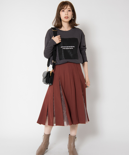 LAYMEE（レイミー）の「Mole pleats SK / モールプリーツスカート（スカート・レディース・ブラック/ベージュ/テラコッタ・FREE）」の10枚目の写真