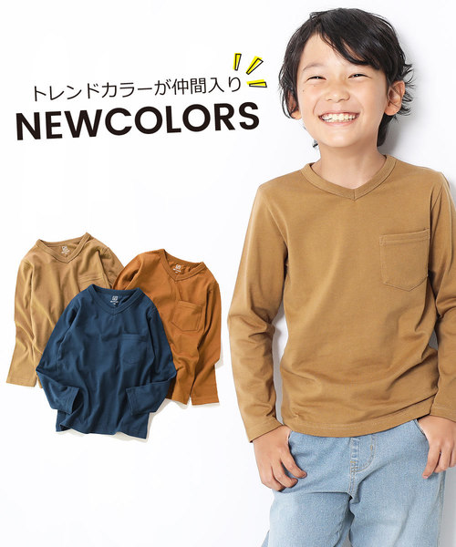 devirock（デビロック）の「Vネック長袖Tシャツ（Tシャツ/カットソー・キッズ・ホワイト/ブラック/杢グレー/ネイビー/ブルー系その他/グリーン系その他/グリーン系その他2/カーキ/レッド系その他/ライトブラウン/キャメル・80ｃｍ/90cm/100cm/110cm/120cm/130cm/140cm/150cm/160cm）」の13枚目の写真