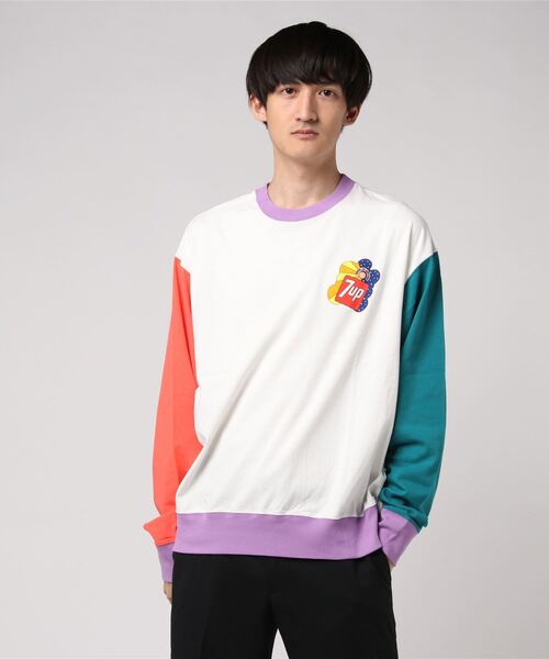 ALDIES（アールディーズ）の「7UP Collaboration Wide Long T / セブンアップコラボレーションワイドロングT（Tシャツ/カットソー・メンズ・ホワイト/ブラック/ピンク・SMALL/MEDIUM/LARGE/X-LARGE）」の2枚目の写真