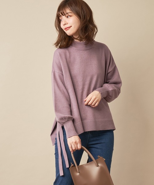 natural couture(ナチュラルクチュール)の「サイドスリット&TPプチハイニット(ニット/セーター・レディース・ベージュ/アイボリー/ミント/ブラウン/ラベンダー・FREE)」の1枚目の写真