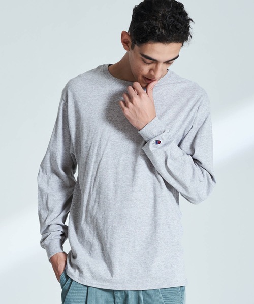 Champion(チャンピオン)の「Champion/チャンピオン ビッグシルエット クルーネック 長袖 Tシャツ(Tシャツ/カットソー)」|グレー