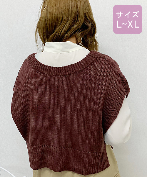 apres jour(アプレジュール)の「【大きいサイズ】ニットベスト×ボウタイブラウスセット【ZOZOTOWN限定アイテム】(ニット/セーター・レディース・ダークブラウン/モカ/オレンジ系その他/スモークピンク/ライトベージュ・X-LARGE)」の10枚目の写真