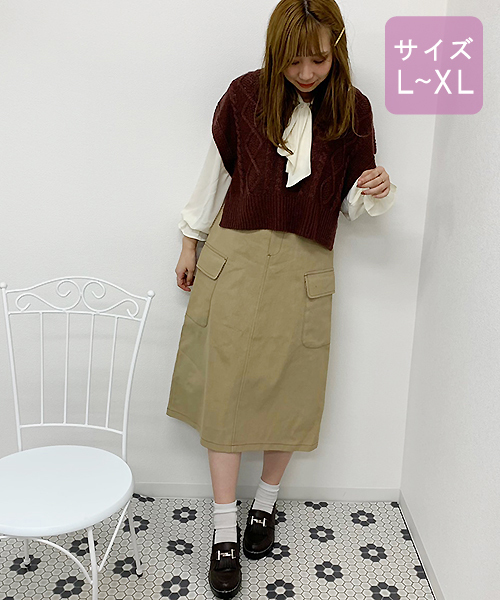 apres jour(アプレジュール)の「【大きいサイズ】ニットベスト×ボウタイブラウスセット【ZOZOTOWN限定アイテム】(ニット/セーター・レディース・ダークブラウン/モカ/オレンジ系その他/スモークピンク/ライトベージュ・X-LARGE)」の11枚目の写真