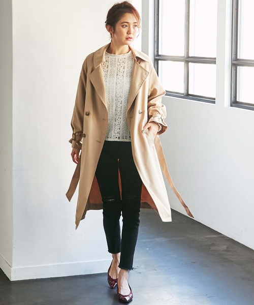 GeeRA（ジーラ）の「キャンディスリーブトレンチコート（トレンチコート・レディース・ベージュ/ネイビー/アイボリー・X-LARGE/SMALL/MEDIUM/LARGE/XX-LARGE）」の14枚目の写真