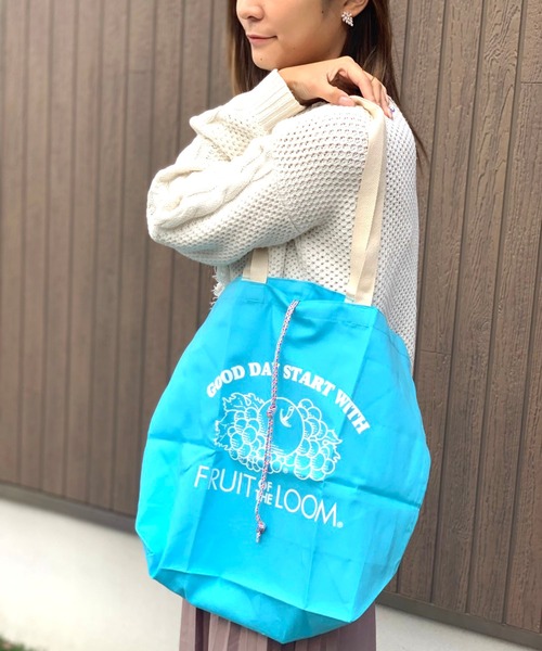 FRUIT OF THE LOOM（フルーツオブザルーム）の「【FRUIT OF THE LOOM】BRAIDED CORD TOTE BAG/サブバッグ/エコバッグ（トートバッグ・レディース・ピンク/ラベンダー/オレンジ/イエロー/オフホワイト/ミント/サックスブルー・FREE）」の4枚目の写真