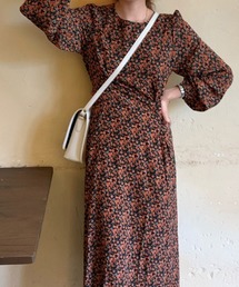 MAISON DE THERESE | ベルト付き 花柄プリント 長袖シフォンワンピース(シャツワンピース)