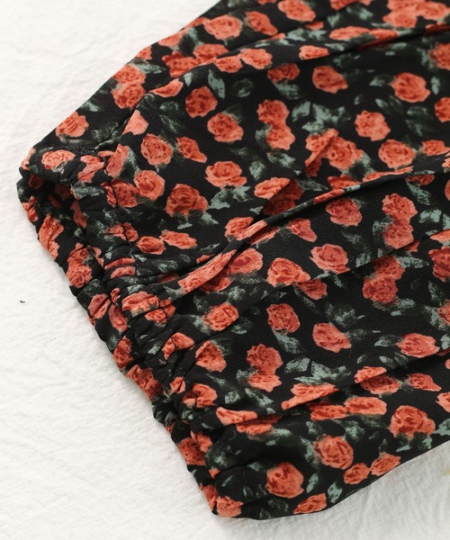 MAISON DE THERESE（メゾン ド テレーズ）の「ベルト付き 花柄プリント 長袖シフォンワンピース（シャツワンピース・レディース・ブラック系その他/ブラック/レッド・FREE）」の21枚目の写真