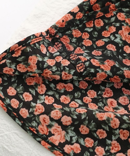 MAISON DE THERESE（メゾン ド テレーズ）の「ベルト付き 花柄プリント 長袖シフォンワンピース（シャツワンピース・レディース・ブラック系その他/ブラック/レッド・FREE）」の22枚目の写真