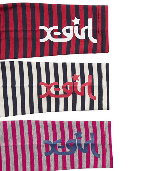 X-girl Stages(エックスガールステージス)の「STRIPE LONG LEGGINGS (4T~7T)/ ボーダー / レギンス(レギンス/スパッツ・キッズ・ネイビー/レッド/ピンク・4T/5T/6T/7T)」の5枚目の写真