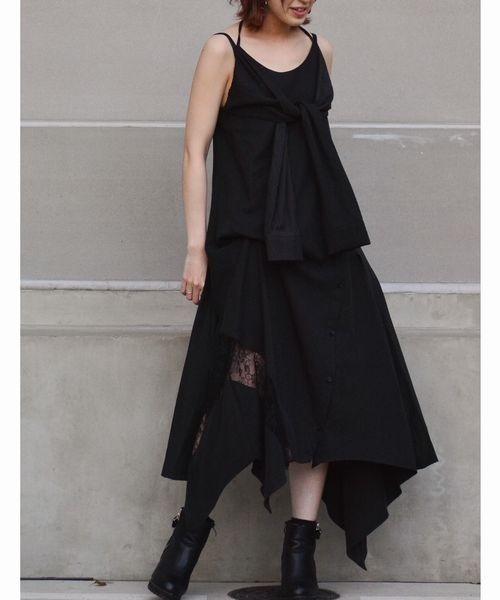 ADDICT NOIR（アディクトノアー）の「ADDICT NOIR/アディクト ノアー/Double Sleeve Dress（ワンピース・レディース・ブラック/カーキ・FREE）」の2枚目の写真