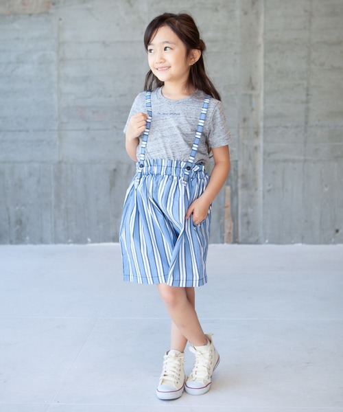 RAGMART(ラグマート)の「キュロットパンツ ひも付き デニム ストライプ(デニムパンツ・キッズ・ネイビー/ブルー・110cm/100cm/120cm/130cm)」の13枚目の写真