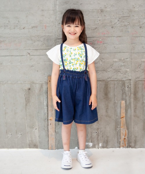 RAGMART(ラグマート)の「キュロットパンツ ひも付き デニム ストライプ(デニムパンツ・キッズ・ネイビー/ブルー・110cm/100cm/120cm/130cm)」の9枚目の写真