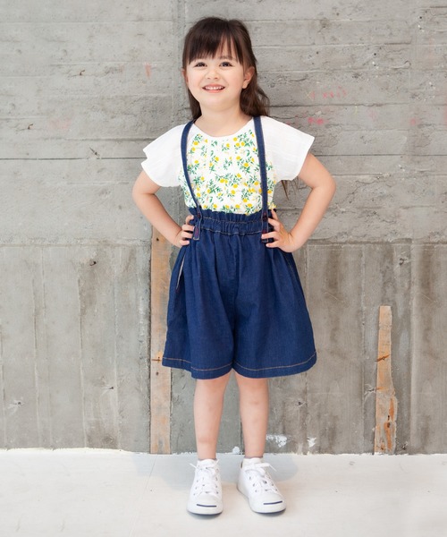 RAGMART(ラグマート)の「キュロットパンツ ひも付き デニム ストライプ(デニムパンツ・キッズ・ネイビー/ブルー・110cm/100cm/120cm/130cm)」の7枚目の写真