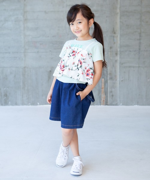 RAGMART(ラグマート)の「キュロットパンツ ひも付き デニム ストライプ(デニムパンツ・キッズ・ネイビー/ブルー・110cm/100cm/120cm/130cm)」の6枚目の写真