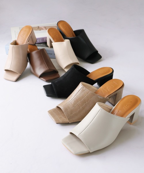 VIVIAN（ヴィヴィアン）の「スクエアトゥミュールサンダル（サンダル・レディース・ベージュ/ブラック/キャメル/グレー系その他7/アイボリー/パイソン/E/ダークブラウン/グレー/ブラック系その他3・SS/S/M/L/LL）」の14枚目の写真