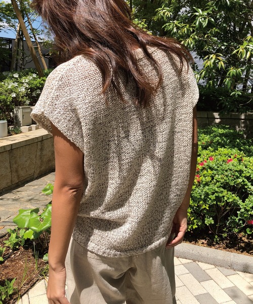 meJane（ミージェーン）の「テープヤーン/キーネックトップス（ニット/セーター・レディース・ブラウン/アイボリー・FREE）」の8枚目の写真