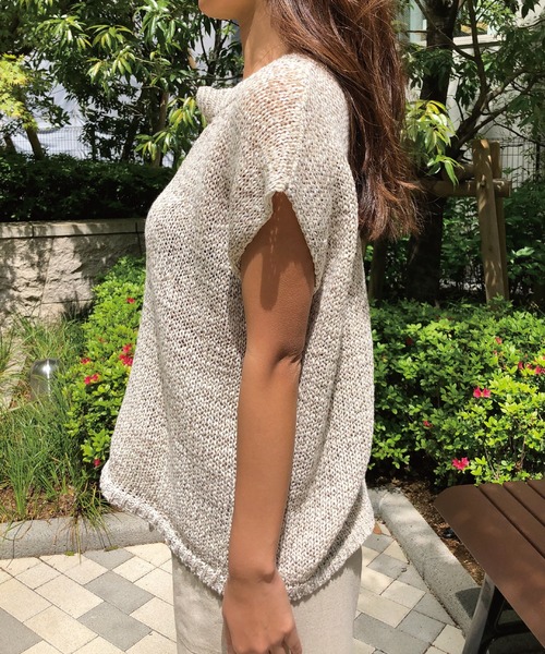 meJane（ミージェーン）の「テープヤーン/キーネックトップス（ニット/セーター・レディース・ブラウン/アイボリー・FREE）」の10枚目の写真