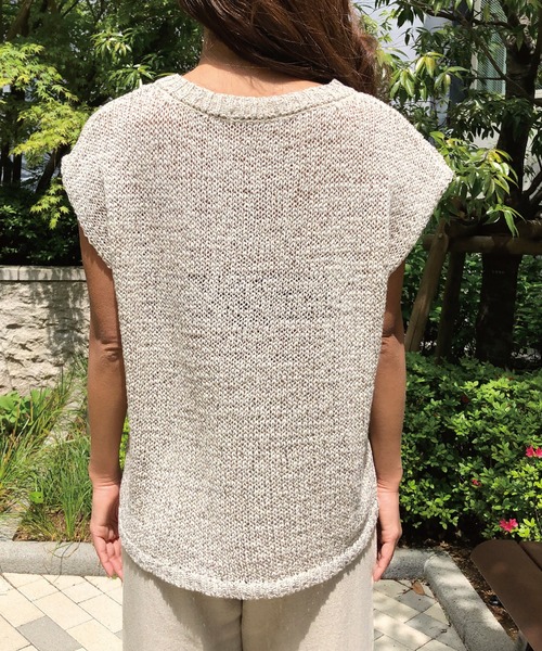 meJane（ミージェーン）の「テープヤーン/キーネックトップス（ニット/セーター・レディース・ブラウン/アイボリー・FREE）」の11枚目の写真