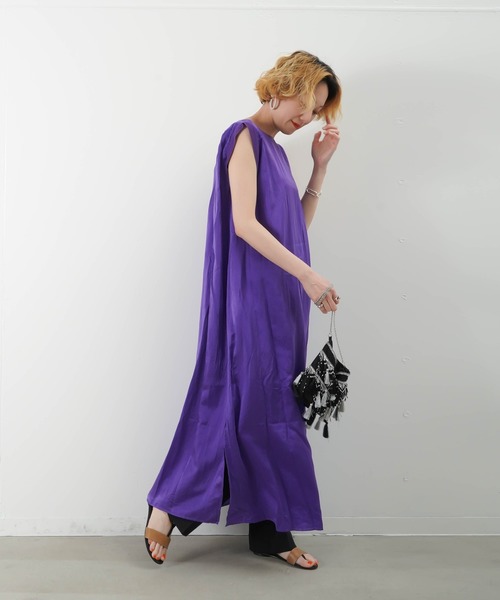 Luck エンリカ サテンノースリーブワンピース ワンピース Luca Lady セール Enrica Luca ルカ レディラックルカ のファッション Luca Lady Luck エンリカ