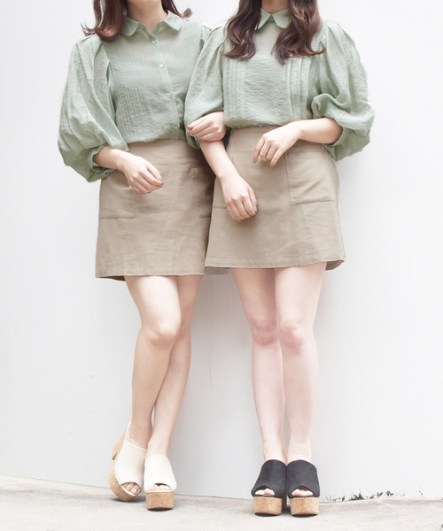 PairPair(ペアペア)の「2WAYシアーブラウス(シャツ/ブラウス・レディース・オフホワイト/スモークピンク/ミント・FREE)」の9枚目の写真