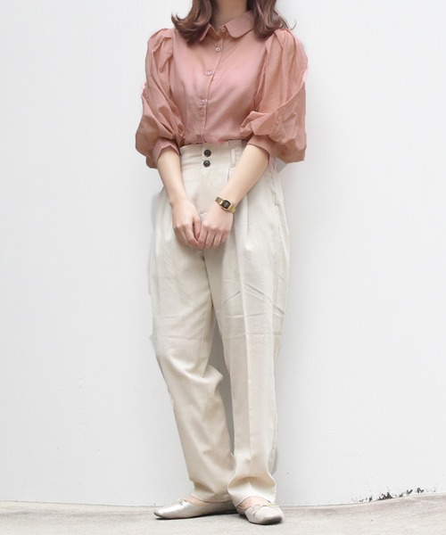 PairPair(ペアペア)の「2WAYシアーブラウス(シャツ/ブラウス・レディース・オフホワイト/スモークピンク/ミント・FREE)」の14枚目の写真