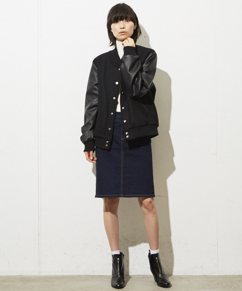 MID by MIDWEST(ミッド バイ ミッドウエスト)の「MID by MIDWEST デニムタイトミディスカート(デニムスカート・レディース・ブラック/ダークブルー・2/1/3)」の14枚目の写真