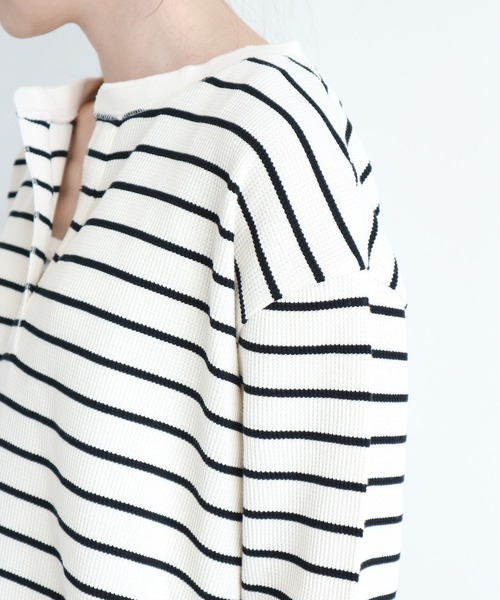 AMERICAN HOLIC（アメリカンホリック）の「スキッパーワッフル7分袖カットチュニック 　＊（Tシャツ/カットソー・レディース・ブラック/その他9/アイボリー/モカ・LARGE/MEDIUM）」の10枚目の写真