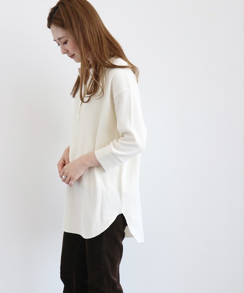 AMERICAN HOLIC（アメリカンホリック）の「スキッパーワッフル7分袖カットチュニック 　＊（Tシャツ/カットソー・レディース・ブラック/その他9/アイボリー/モカ・LARGE/MEDIUM）」の11枚目の写真